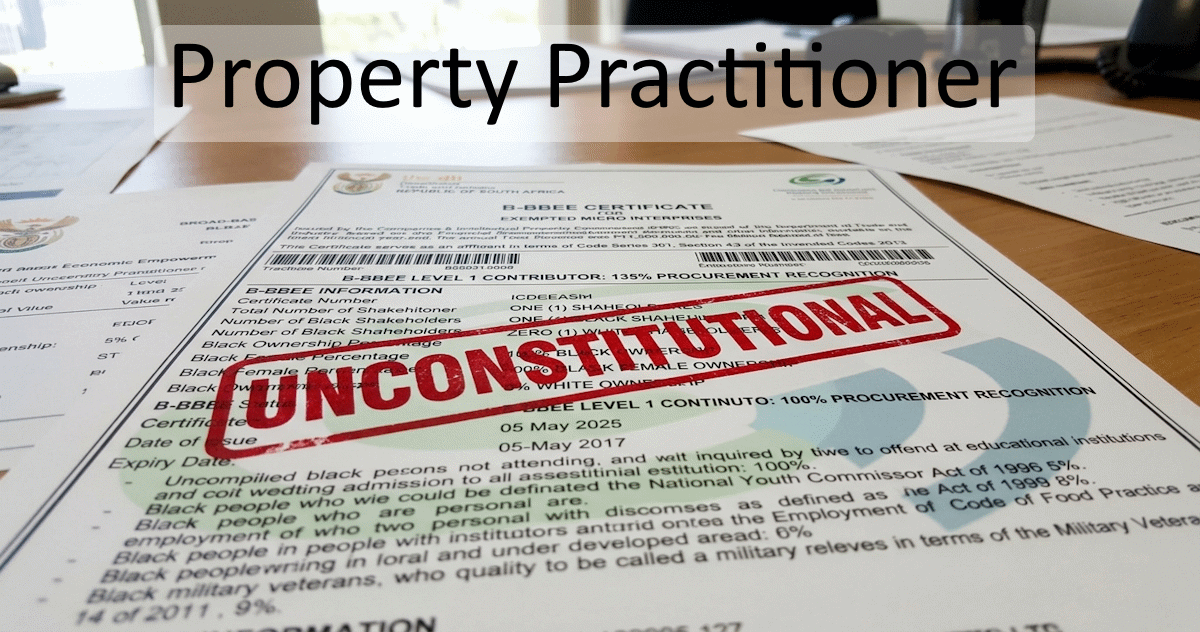 You are currently viewing B-BBEE certificate requirement for property practitioners declared unconstitutional